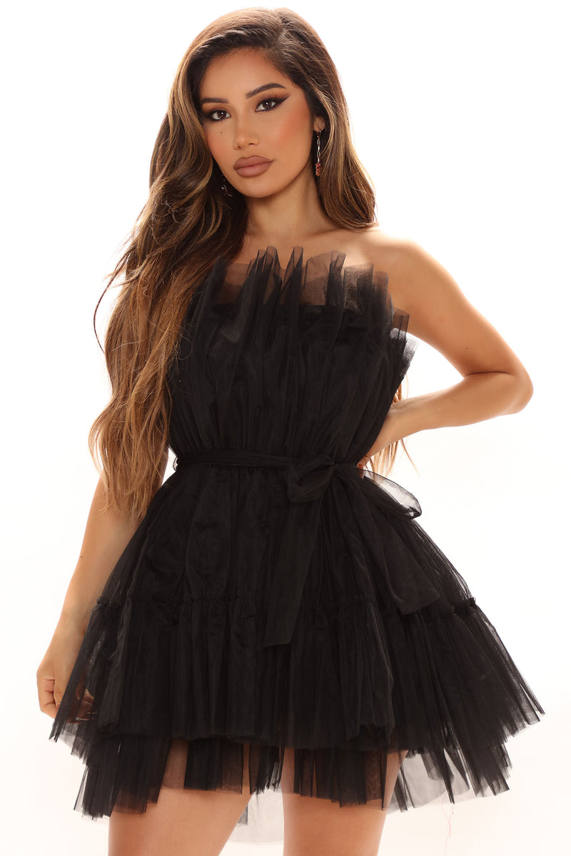 Exclusive Tulle Mini Dress - Black ...
